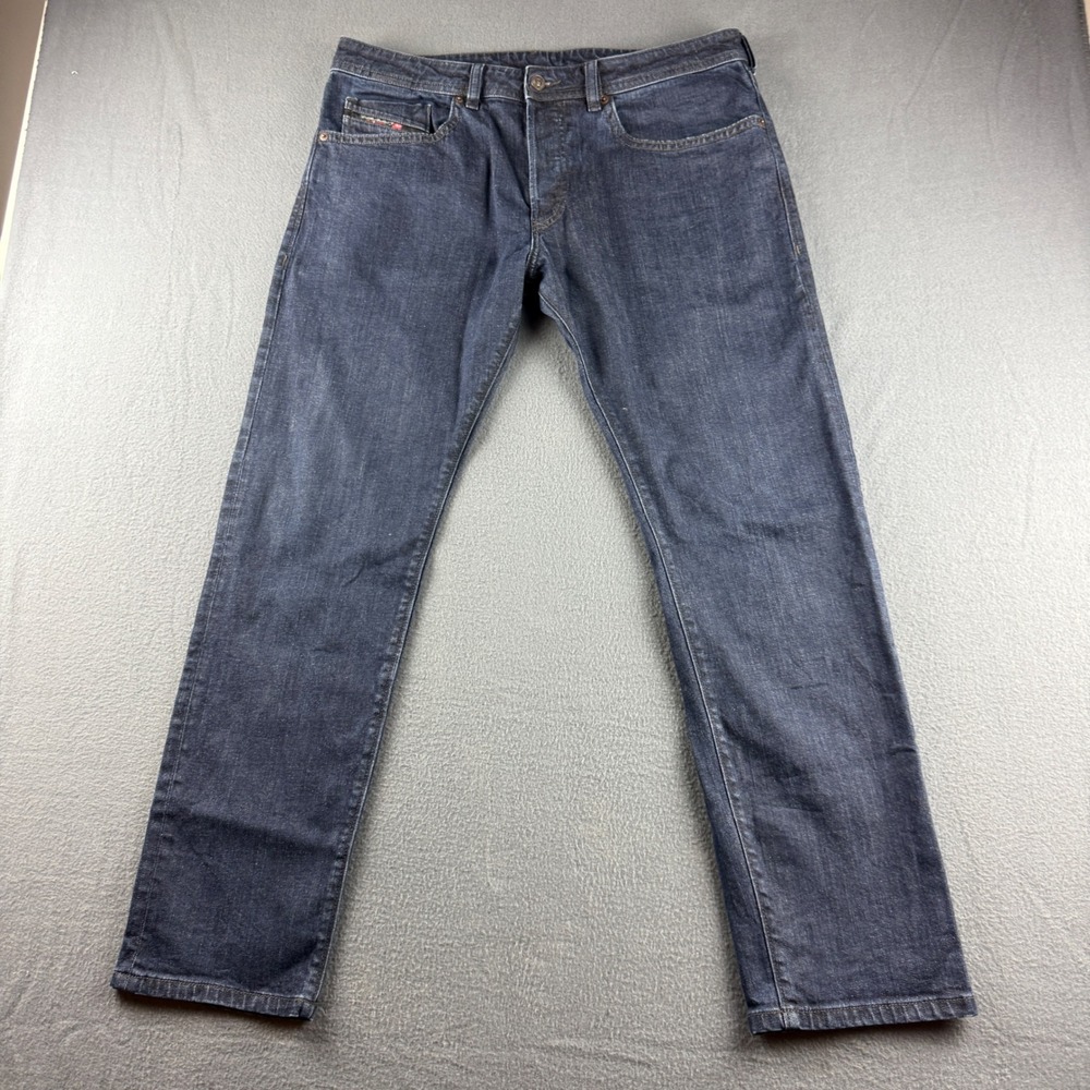 Diesel Buster Jeans Men's 34x30 (Fits 36x31) Blue Slim Tapered Button Fly Dark
